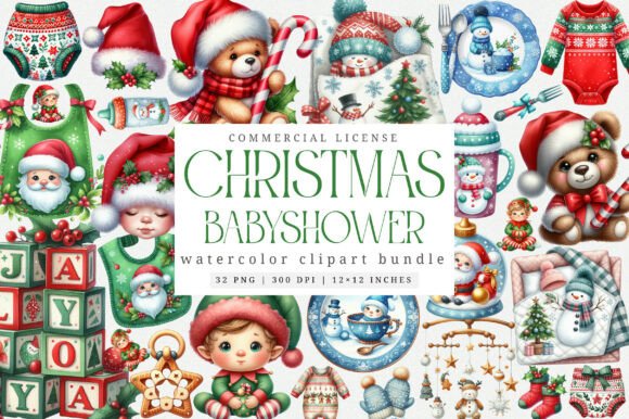 Download Christmas Babyshower Cliparts Bundle - Babyshower Collection